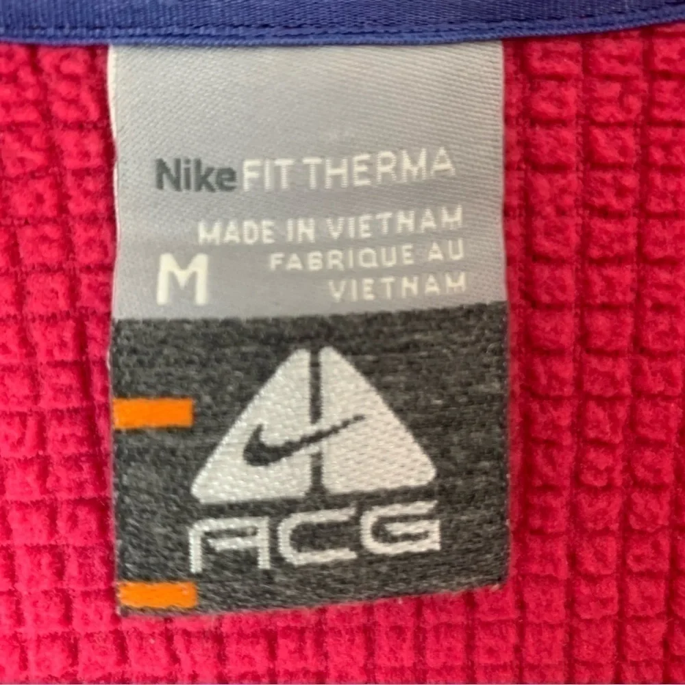 NIKE ACG Fleece Pullover Sweatshirt Red/ Pink Lightweight 1/4 Zip Therma Jacket